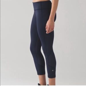 Lululemon Pace Rival Crop Navy Blue Leggings Women’s Size 6